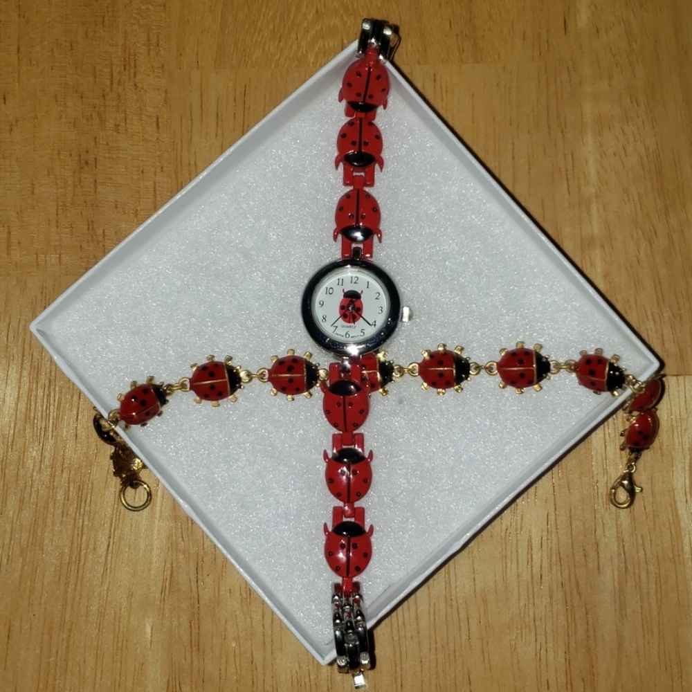 Lady bug bracelet & watch